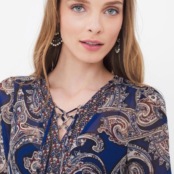 WHBM Long-Sleeve Paisley Dress - Picture 12 of 12
